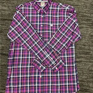 Cinch Men's Plaid Shirt - Pink and Blue